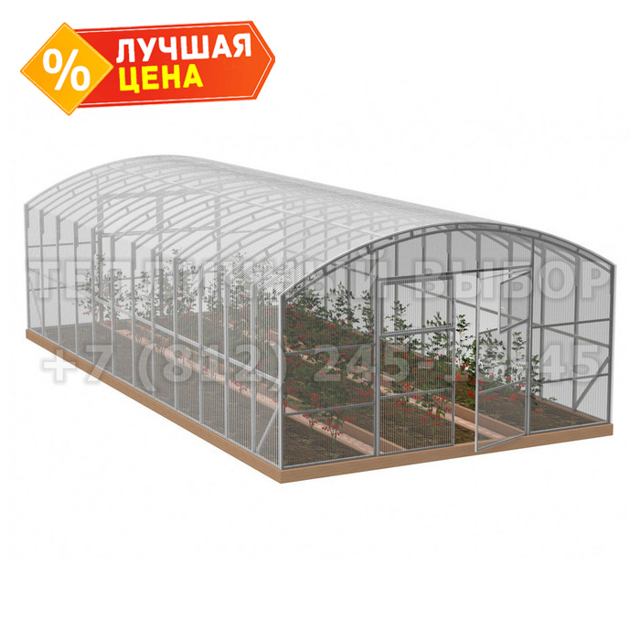 Теплица из поликарбоната Усиленная Прямостенная 5х10 h=2.4 м профиль 20х40 мм