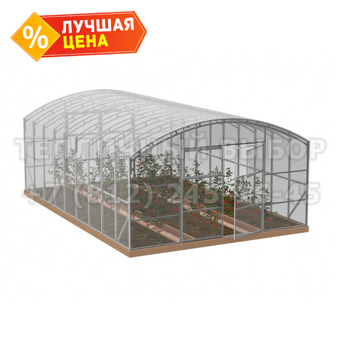 Теплица из поликарбоната Усиленная Прямостенная 4х6 h=2.4 м профиль 20х40 мм
