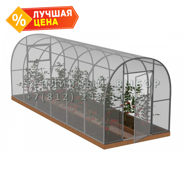 Теплица из поликарбоната Арочная 2,1х12 h=2 м профиль 20х20 мм