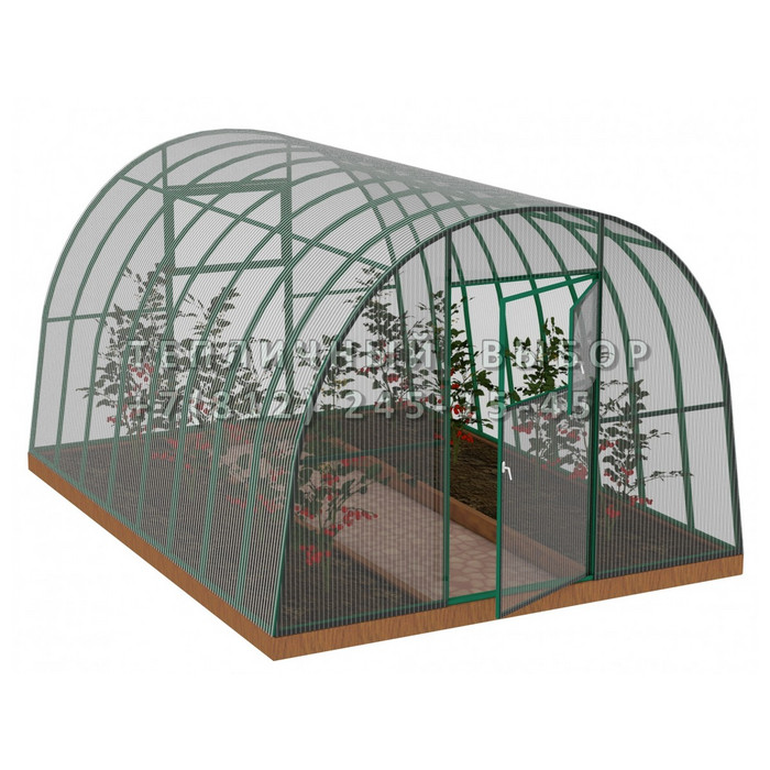 Теплица из поликарбоната Усиленная Арочная 2,5х4 h=2 м профиль 30х30 мм Зеленый