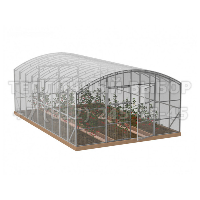 Теплица из поликарбоната Усиленная Прямостенная 5х6 h=2.4 м профиль 20х40 мм