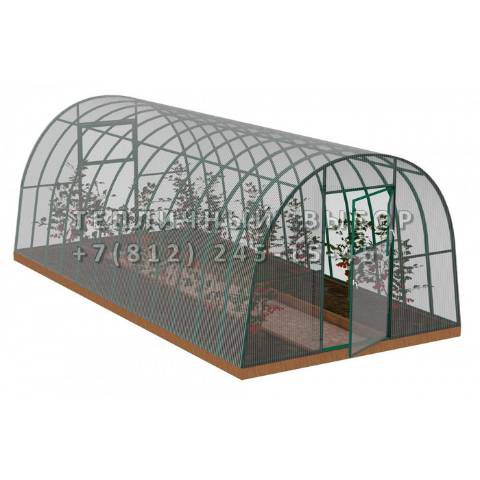 Теплица из поликарбоната Усиленная Арочная 2,5х8 h=2 м профиль 30х30 мм Зеленый