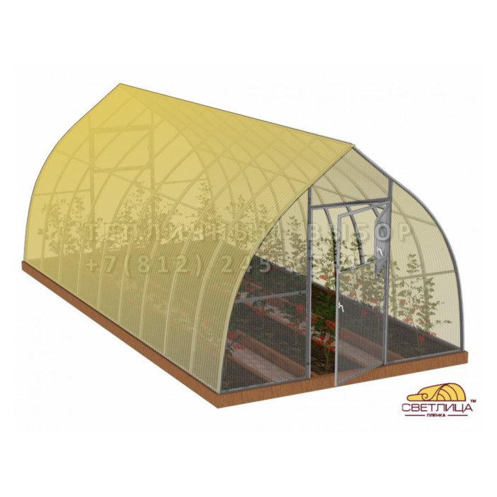 Теплица из поликарбоната и пленки светлица Усиленная Капелька 3х6 h=2.3 м профиль 25х25 мм