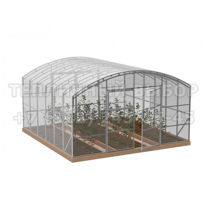 Теплица из поликарбоната Усиленная Прямостенная 4х4 h=2.4 м профиль 20х40 мм