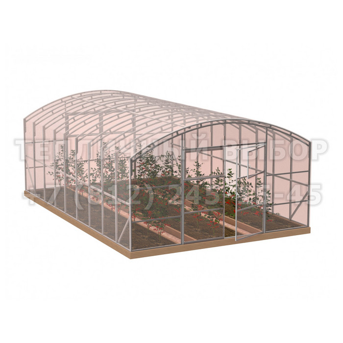 Теплица из поликарбоната-фито Усиленная Прямостенная 4х6 h=2.4 м профиль 20х40 мм