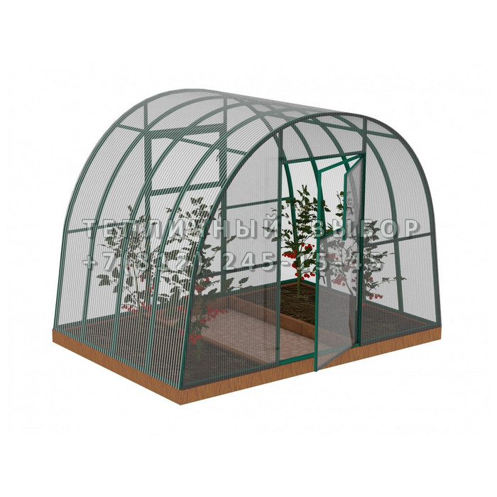 Теплица из поликарбоната Усиленная Арочная 3х2 h=2.1 м профиль 30х30 мм Зеленый
