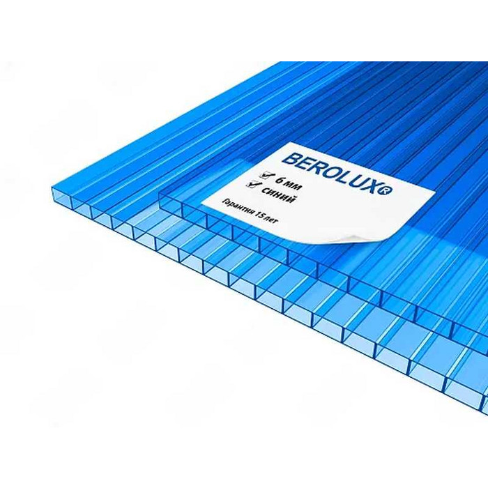 Сотовый поликарбонат 6 мм BEROLUX синий 2100х6000 мм